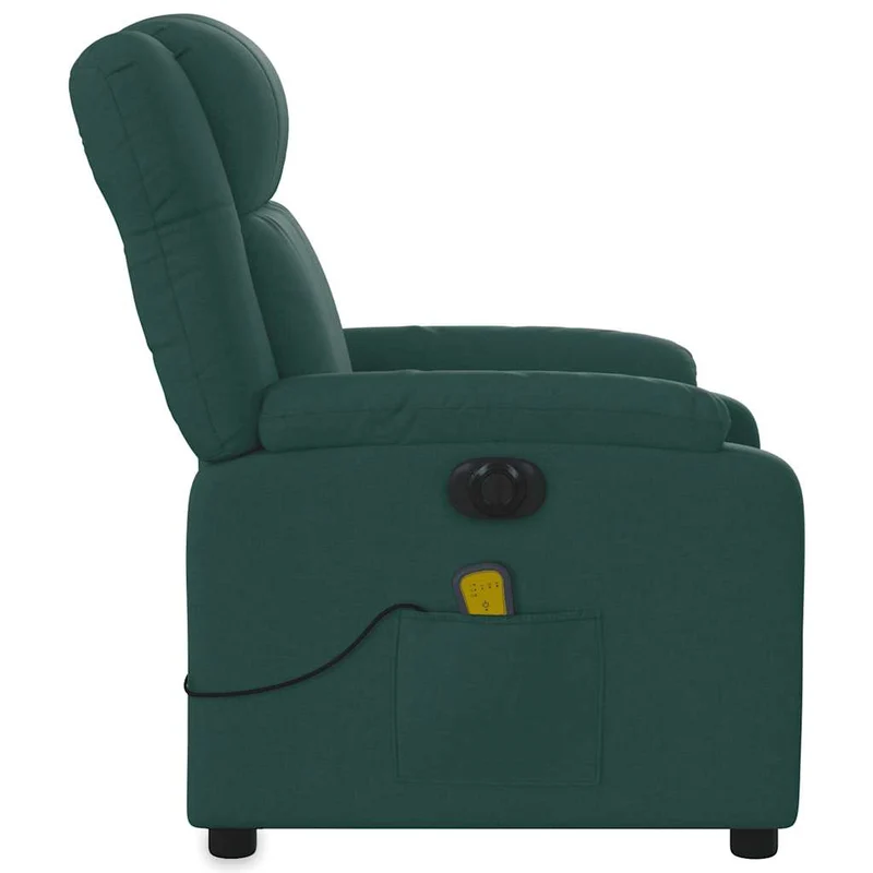 Fauteuil de relaxation TV fonction massage inclinable électrique 6 points de massage en tissu vert foncé DEC027283