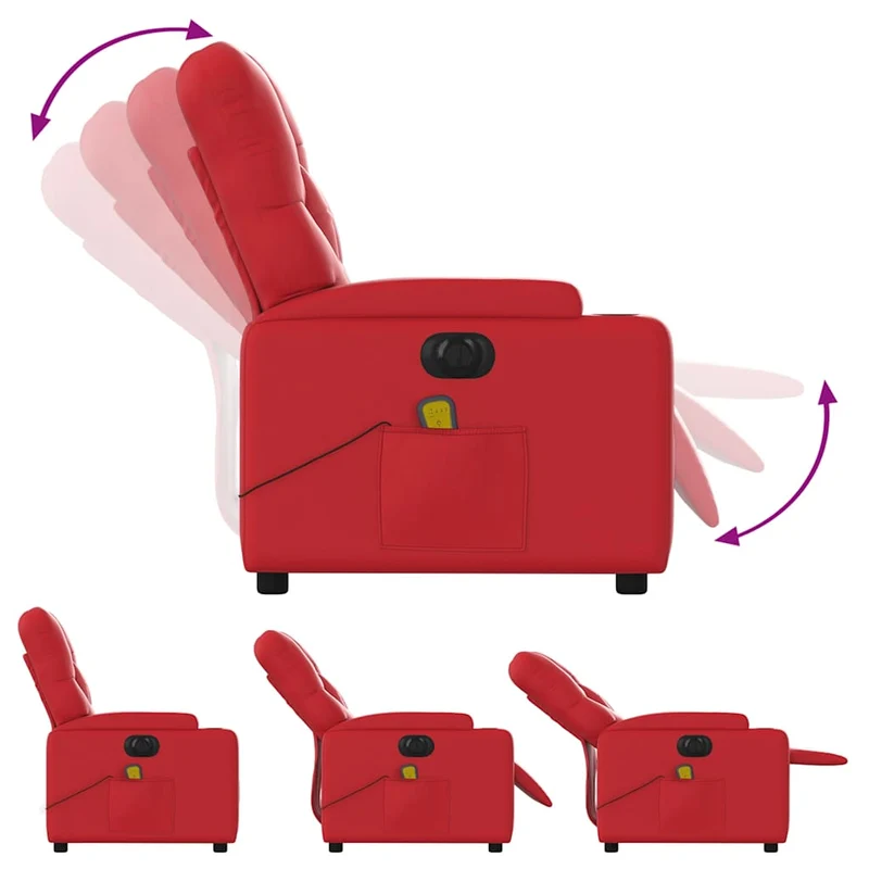 Fauteuil de relaxation TV fonction massage inclinable électrique 6 points de massage en PVC rouge DEC027263