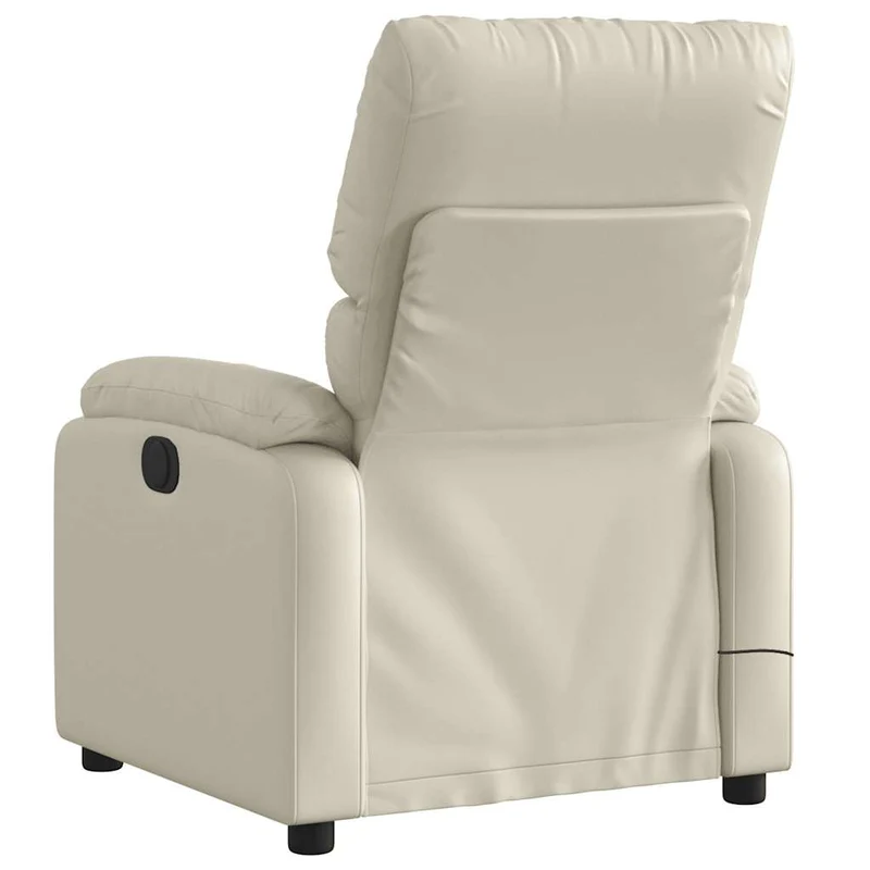 Fauteuil de relaxation TV fonction massage inclinable électrique 6 points de massage en PVC crème DEC027149