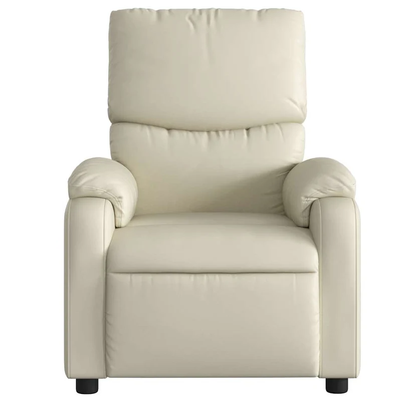 Fauteuil de relaxation TV fonction massage inclinable électrique 6 points de massage en PVC crème DEC027149