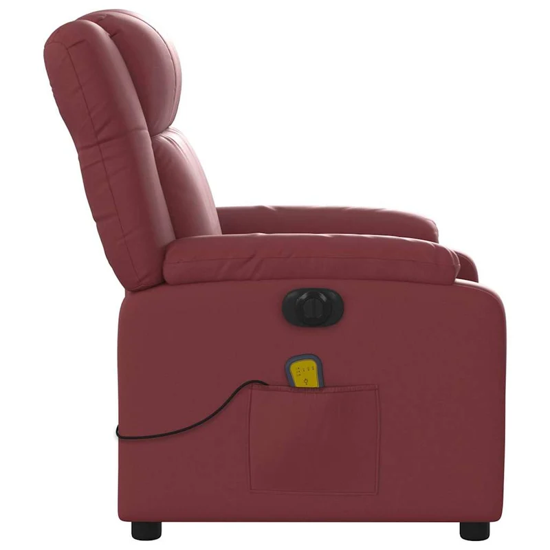 Fauteuil de relaxation TV fonction massage inclinable électrique en PVC rouge bordeaux DEC027237