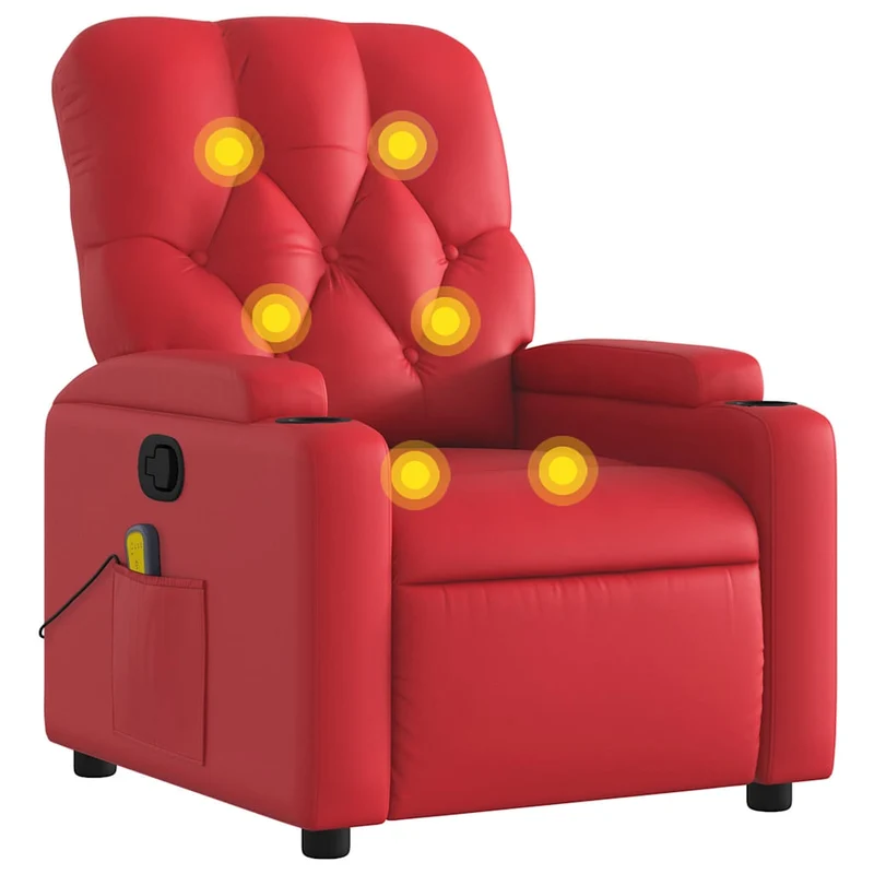 Fauteuil de relaxation TV fonction massage inclinable 6 points de massage en PVC rouge DEC027105
