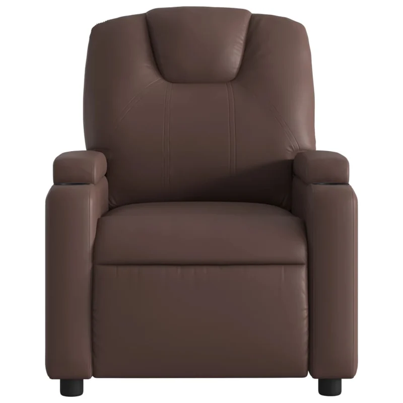 Fauteuil de relaxation TV fonction massage inclinable électrique en PVC marron DEC027196