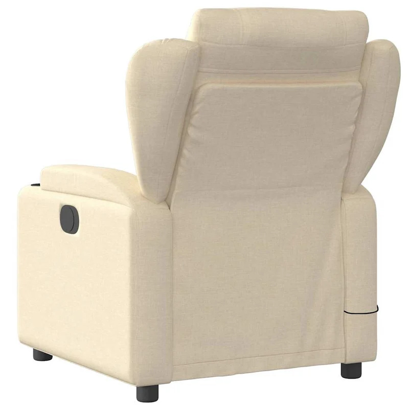 Fauteuil de relaxation TV fonction massage inclinable 6 points de massage en tissu crème DEC026892