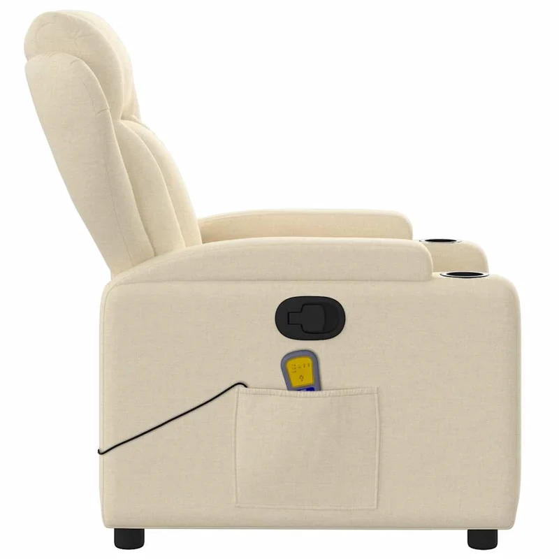 Fauteuil de relaxation TV fonction massage inclinable 6 points de massage en tissu crème DEC026892