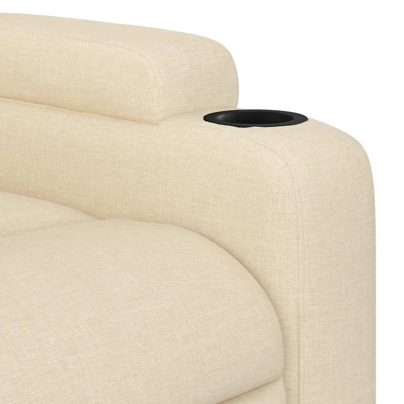 Fauteuil de relaxation TV fonction massage inclinable 6 points de massage en tissu crème DEC026892