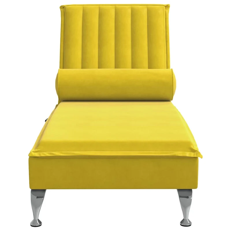 Méridienne chaise longue pour intérieur de massage avec traversin en velours jaune DEC026152