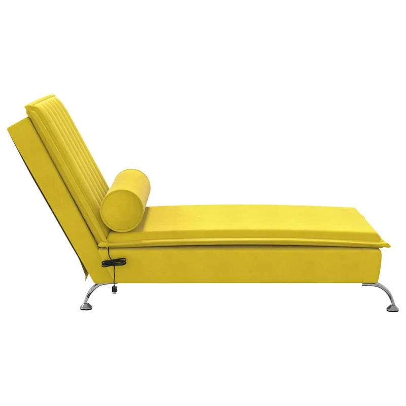 Méridienne chaise longue pour intérieur de massage avec traversin en velours jaune DEC026152