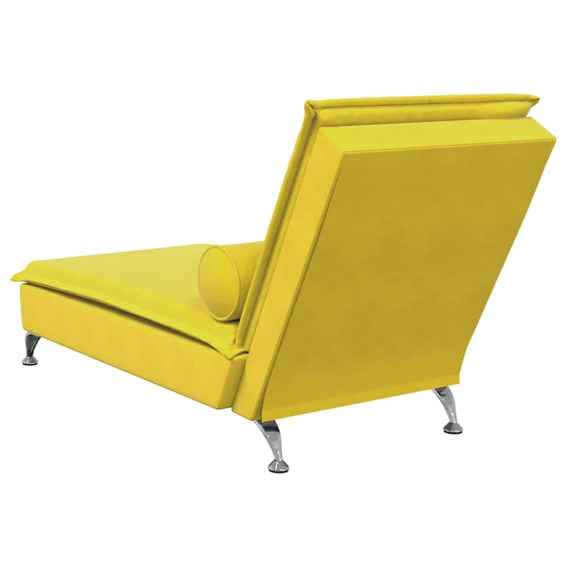 Méridienne chaise longue pour intérieur de massage avec traversin en velours jaune DEC026152