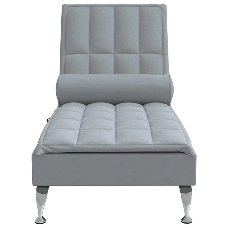 Méridienne chaise longue pour intérieur de massage avec traversin en tissu gris clair DEC026146