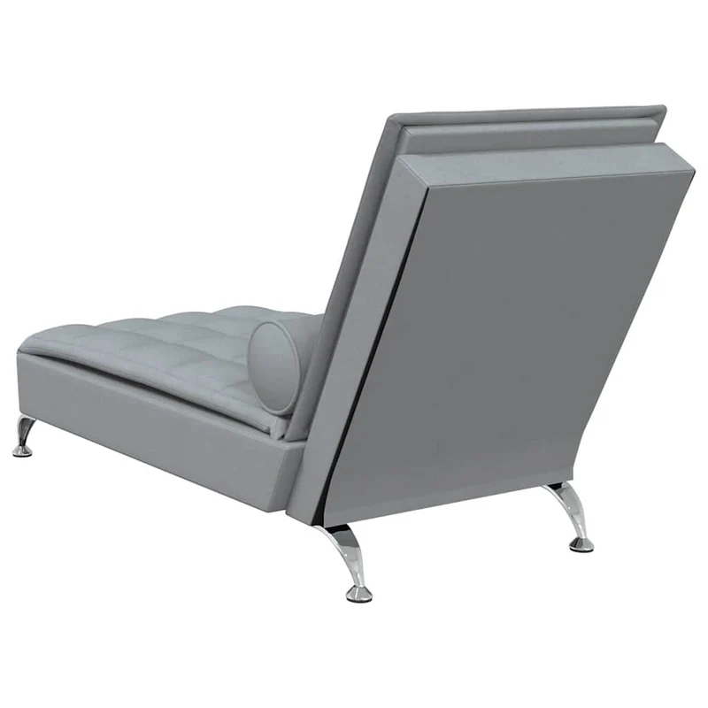 Méridienne chaise longue pour intérieur de massage avec traversin en tissu gris clair DEC026146