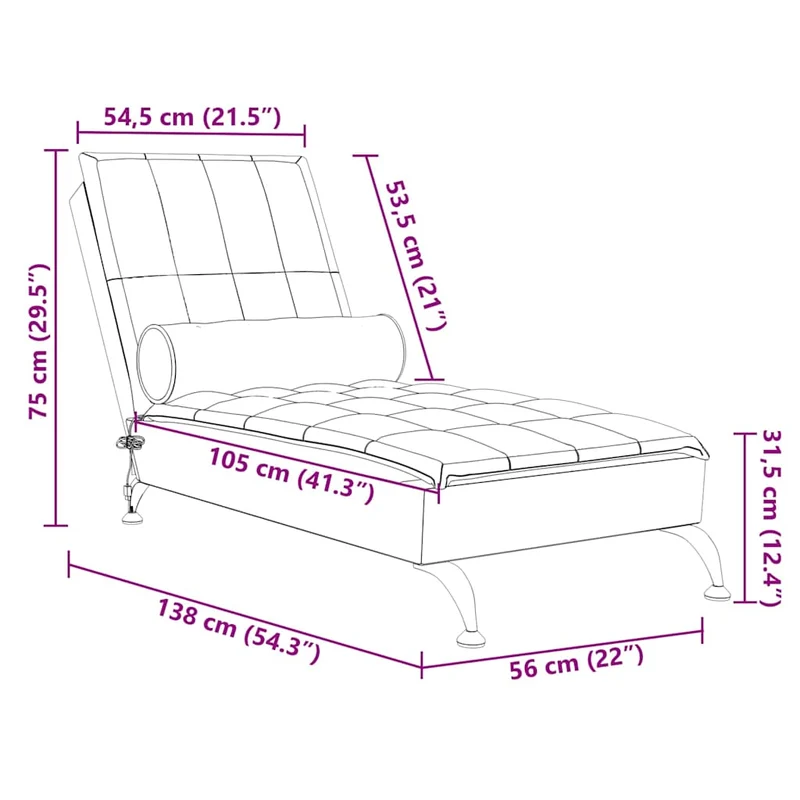 Méridienne chaise longue pour intérieur de massage avec traversin en tissu gris clair DEC026146