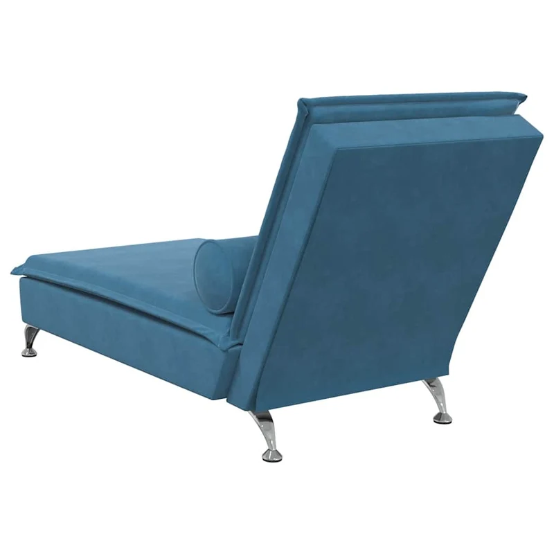 Méridienne chaise longue pour intérieur de massage avec traversin en velours bleu DEC026143