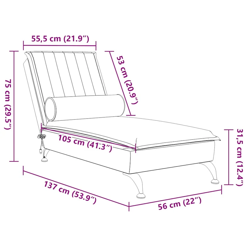 Méridienne chaise longue pour intérieur de massage avec traversin en velours bleu DEC026143