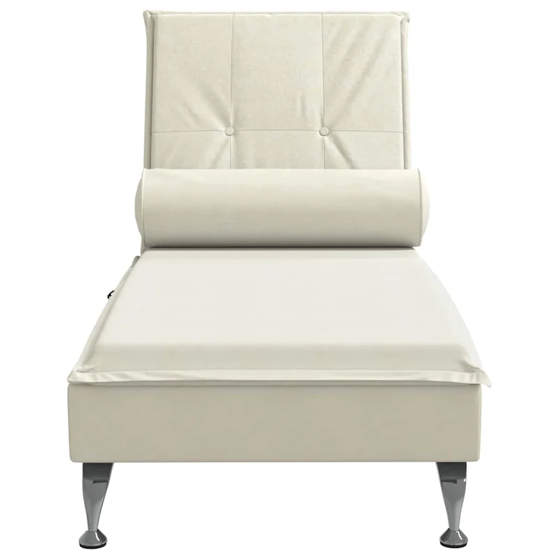 Méridienne chaise longue pour intérieur de massage avec traversin en velours crème DEC026145