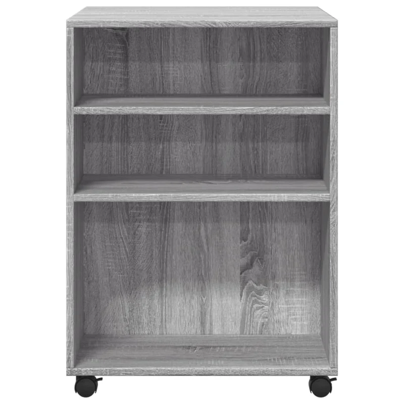 Table d'appoint sur roulettes deux étagères et espace de rangement en bois d'ingénierie couleur gris DEC024619