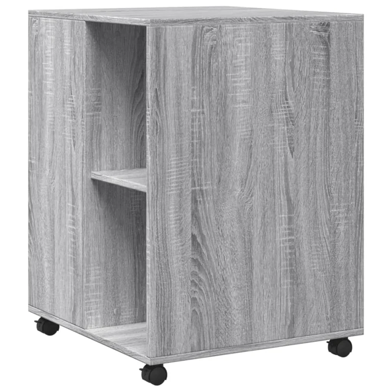 Table d'appoint sur roulettes deux étagères et espace de rangement en bois d'ingénierie couleur gris DEC024619