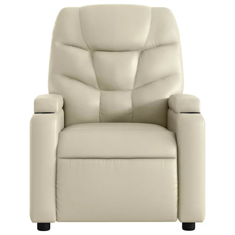 Fauteuil de relaxation TV fonction massage inclinable électrique 6 points de massage en PVC crème DEC027145