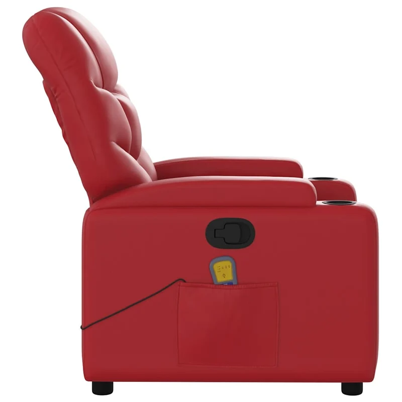 Fauteuil de relaxation TV fonction massage inclinable 6 points de massage en PVC rouge DEC027103