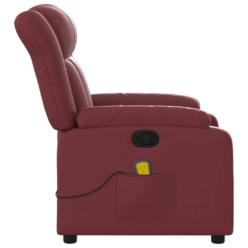 Fauteuil de relaxation TV fonction massage inclinable 6 points de massage en PVC rouge bordeaux DEC027083