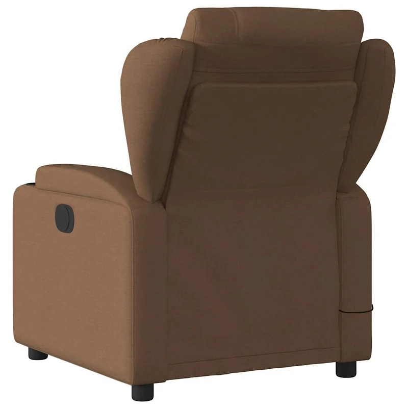 Fauteuil de relaxation TV fonction massage inclinable 6 points de massage en tissu marron DEC027026