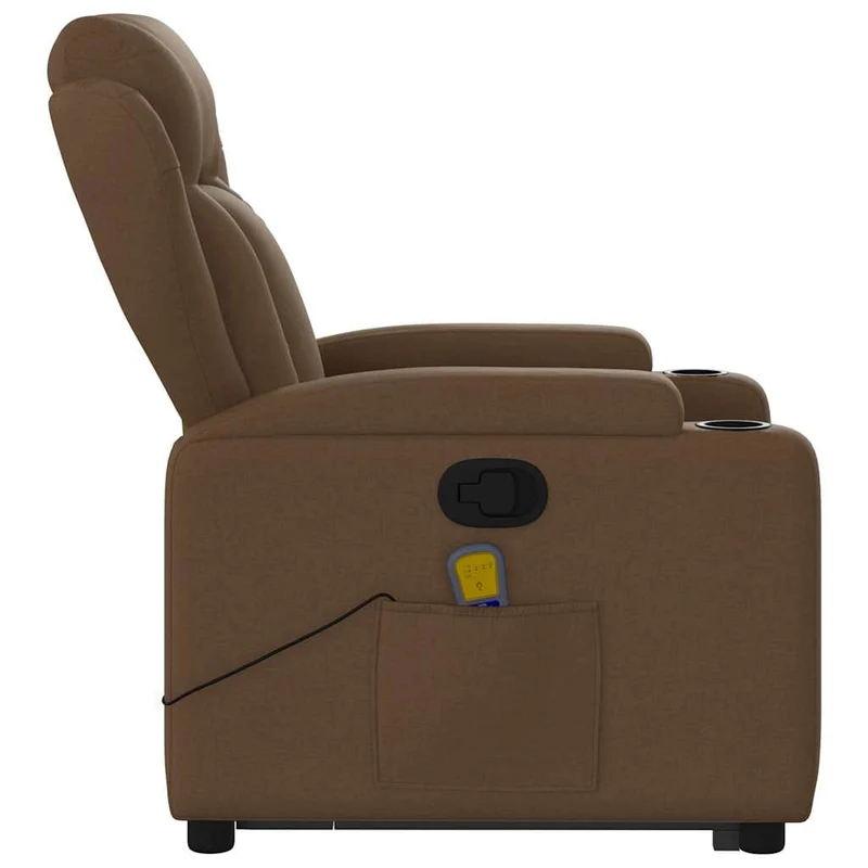 Fauteuil de relaxation TV fonction massage inclinable levage électrique en tissu marron DEC027015
