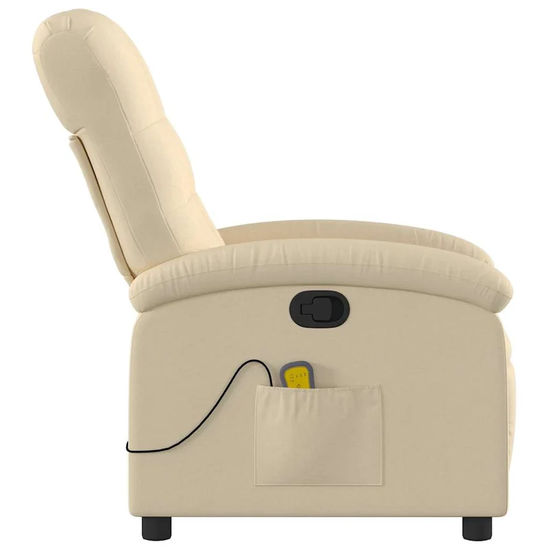 Fauteuil de relaxation TV fonction massage inclinable 6 points de massage en tissu crème DEC026896