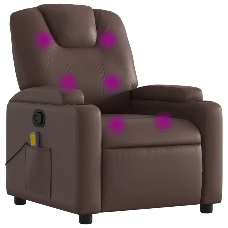 Fauteuil de relaxation TV fonction massage inclinable 6 points de massage en PVC marron DEC026997