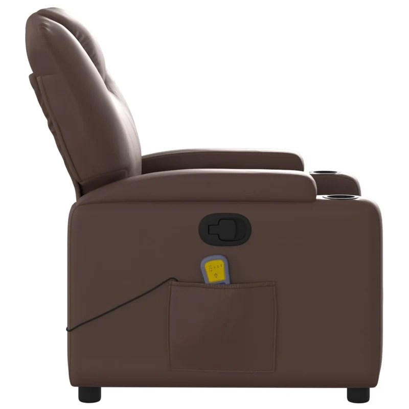 Fauteuil de relaxation TV fonction massage inclinable 6 points de massage en PVC marron DEC026997