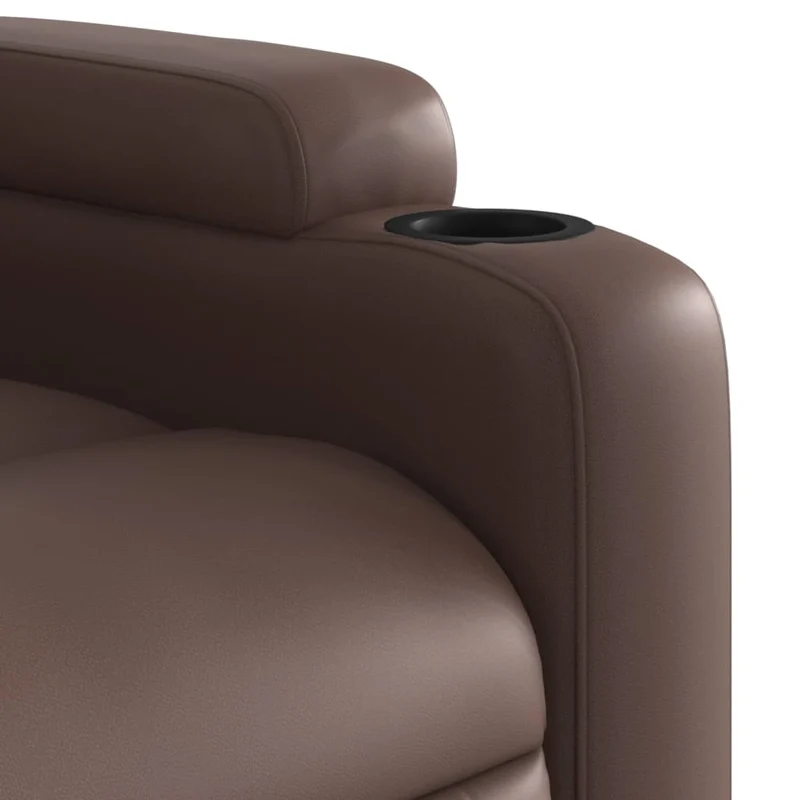 Fauteuil de relaxation TV fonction massage inclinable 6 points de massage en PVC marron DEC026997