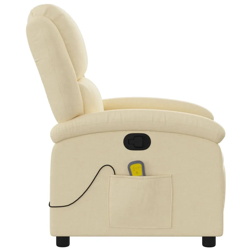 Fauteuil de relaxation TV fonction massage inclinable 6 points de massage en tissu crème DEC026888
