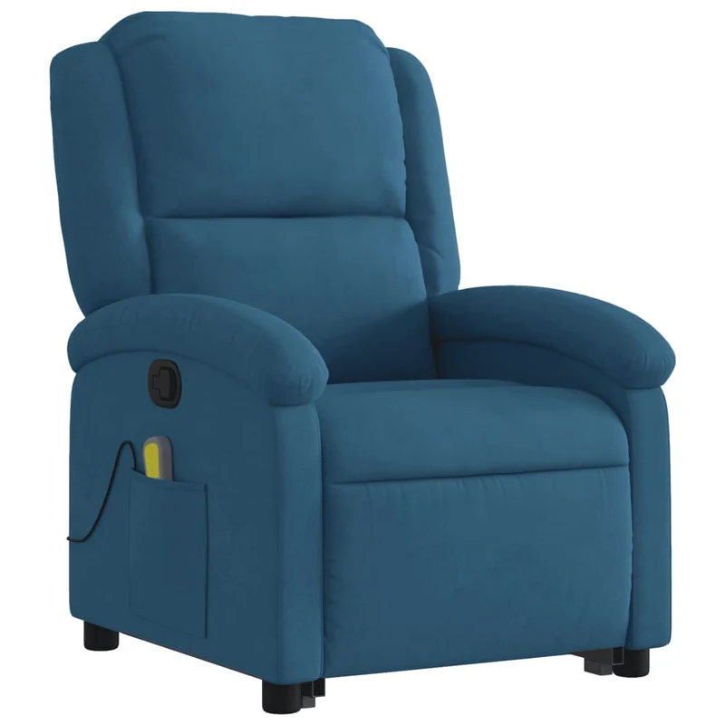 Fauteuil de relaxation TV fonction massage inclinable levage électrique en velours bleu DEC026872