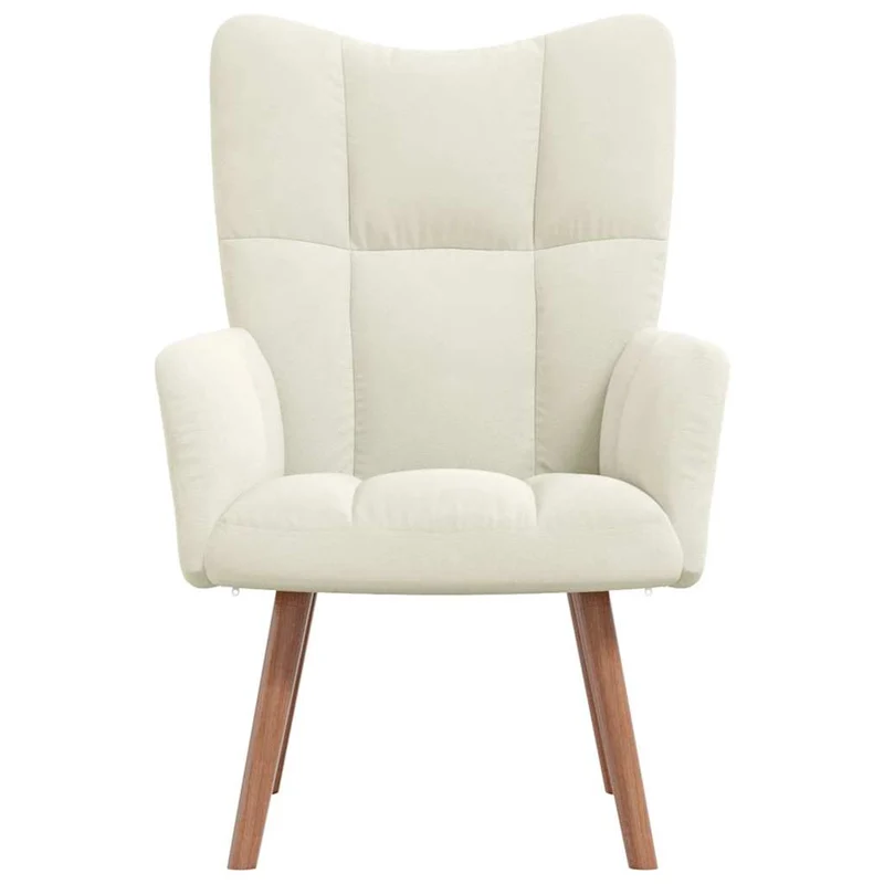 Fauteuil lounge chaise de canapé design moderne en velours crème DEC026635