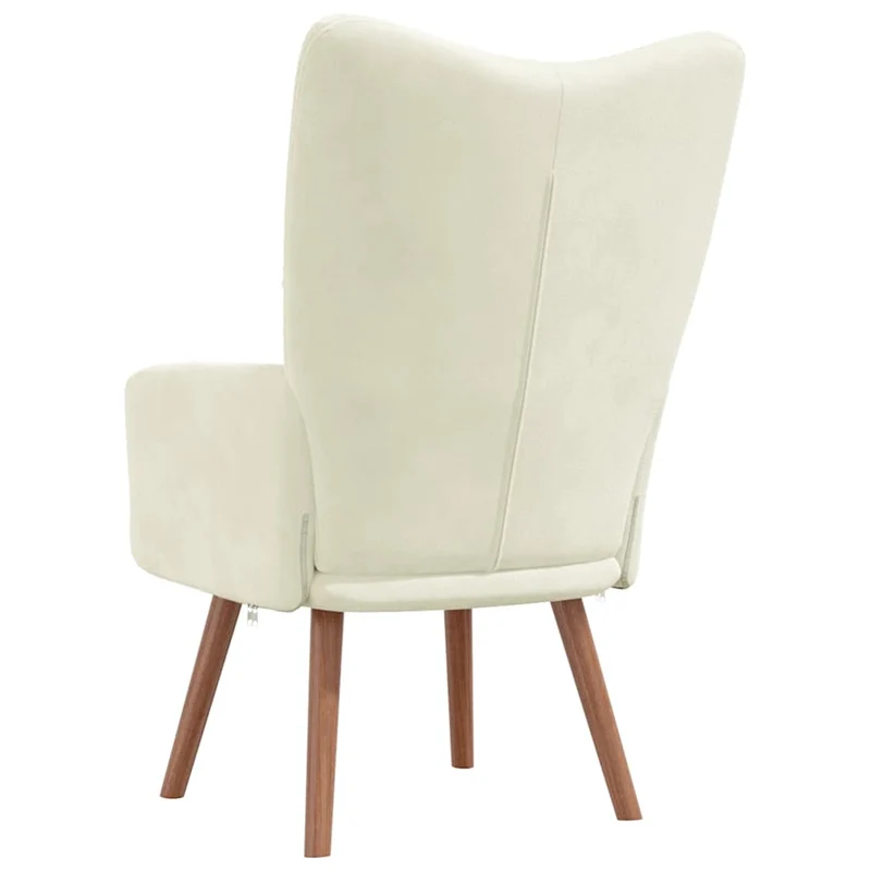 Fauteuil lounge chaise de canapé design moderne en velours crème DEC026635