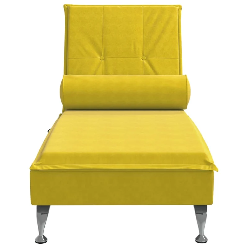 Méridienne chaise longue pour intérieur de massage avec traversin en velours jaune DEC026153