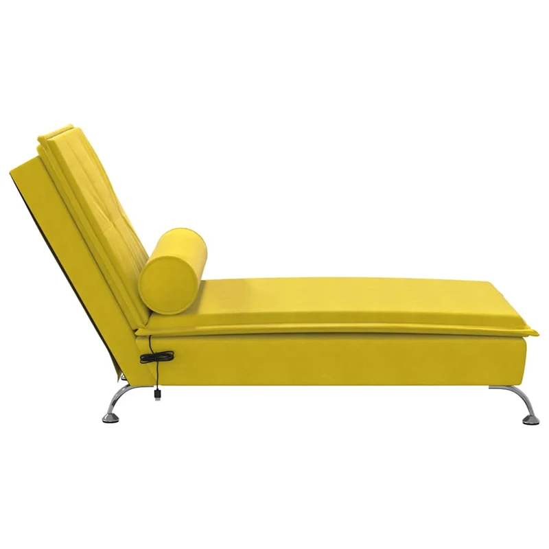 Méridienne chaise longue pour intérieur de massage avec traversin en velours jaune DEC026153
