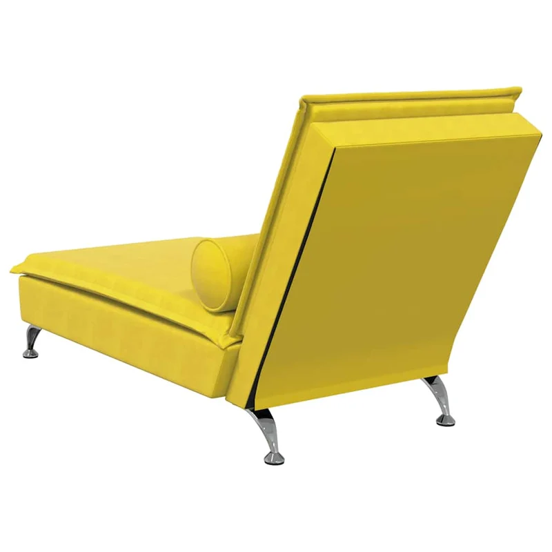 Méridienne chaise longue pour intérieur de massage avec traversin en velours jaune DEC026153