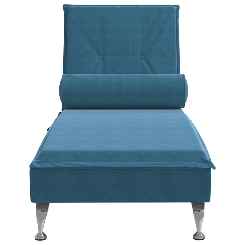 Méridienne chaise longue pour intérieur de massage avec traversin en velours bleu DEC026142