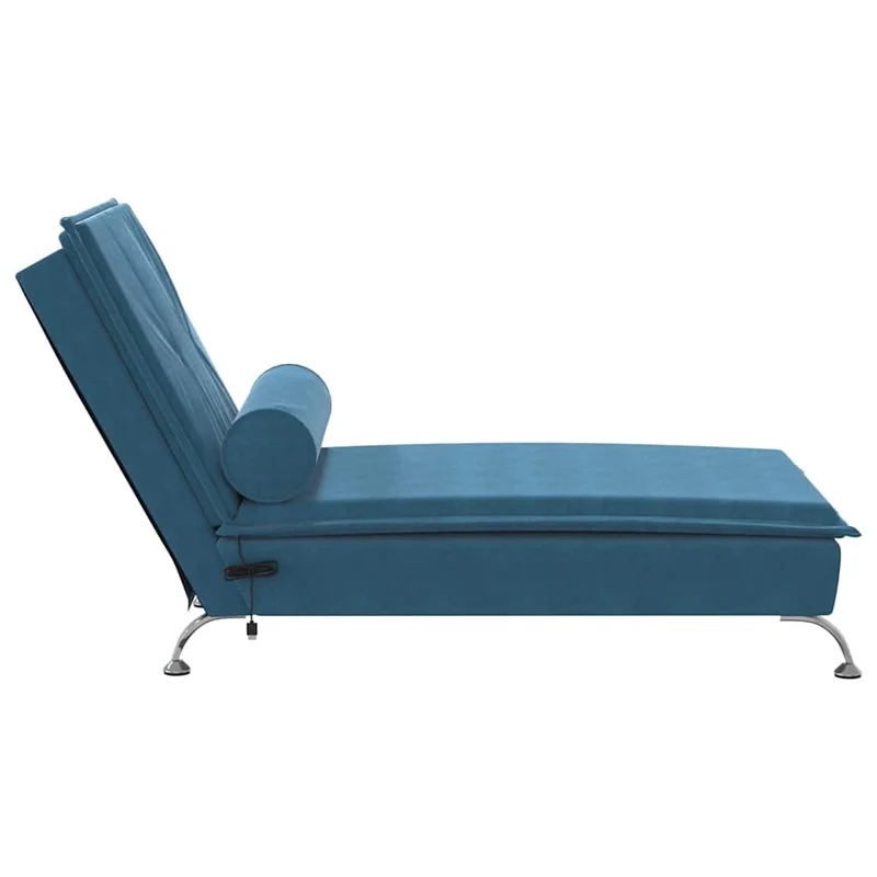Méridienne chaise longue pour intérieur de massage avec traversin en velours bleu DEC026142