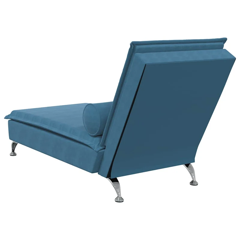 Méridienne chaise longue pour intérieur de massage avec traversin en velours bleu DEC026142