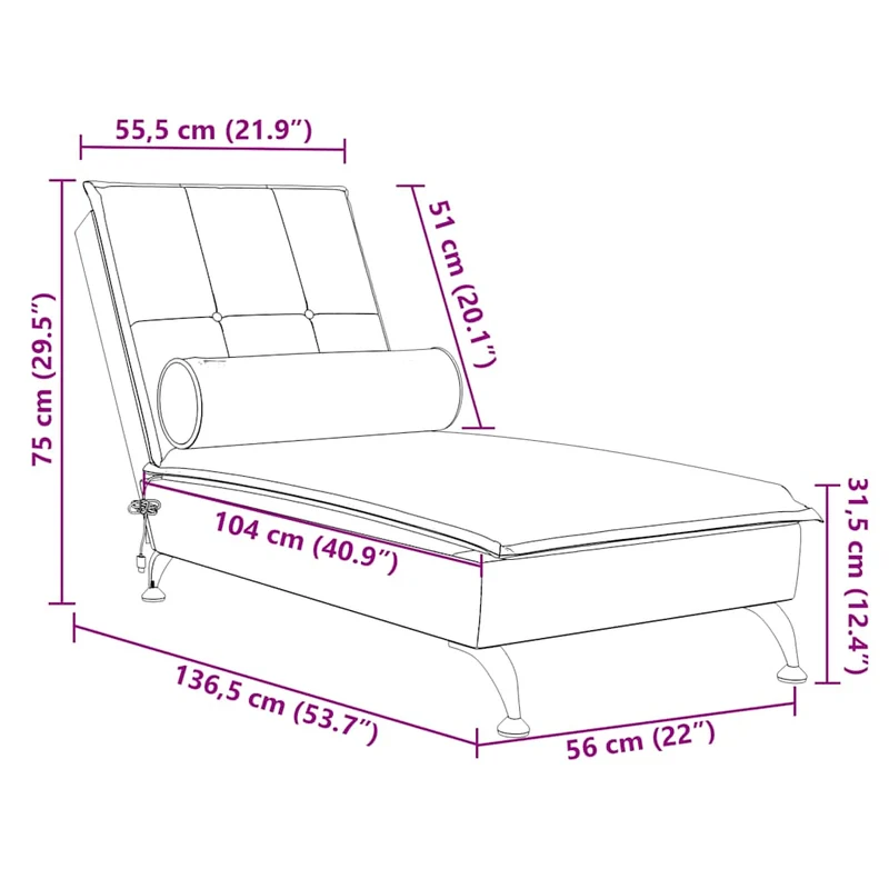 Méridienne chaise longue pour intérieur de massage avec traversin en velours bleu DEC026142