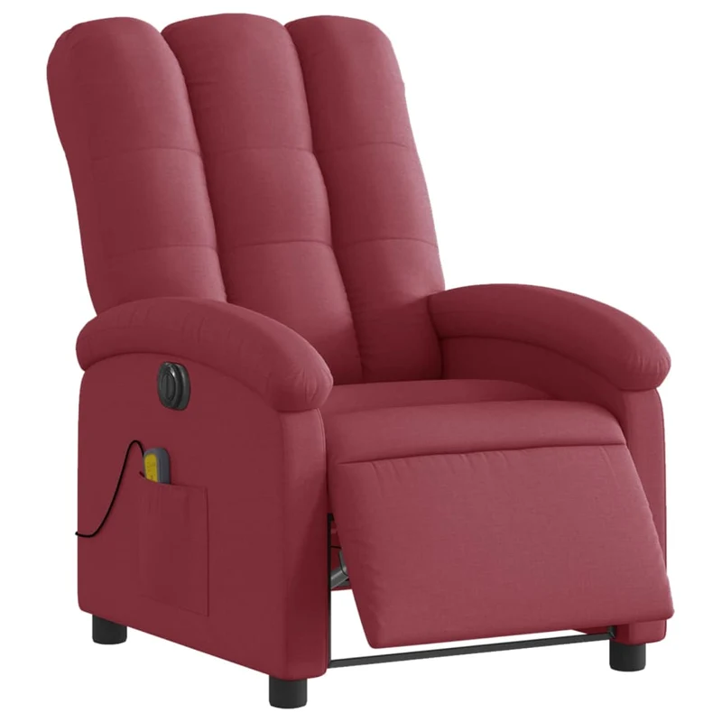 Fauteuil de relaxation TV fonction massage inclinable électrique 6 points de massage en tissu rouge bordeaux DEC027253