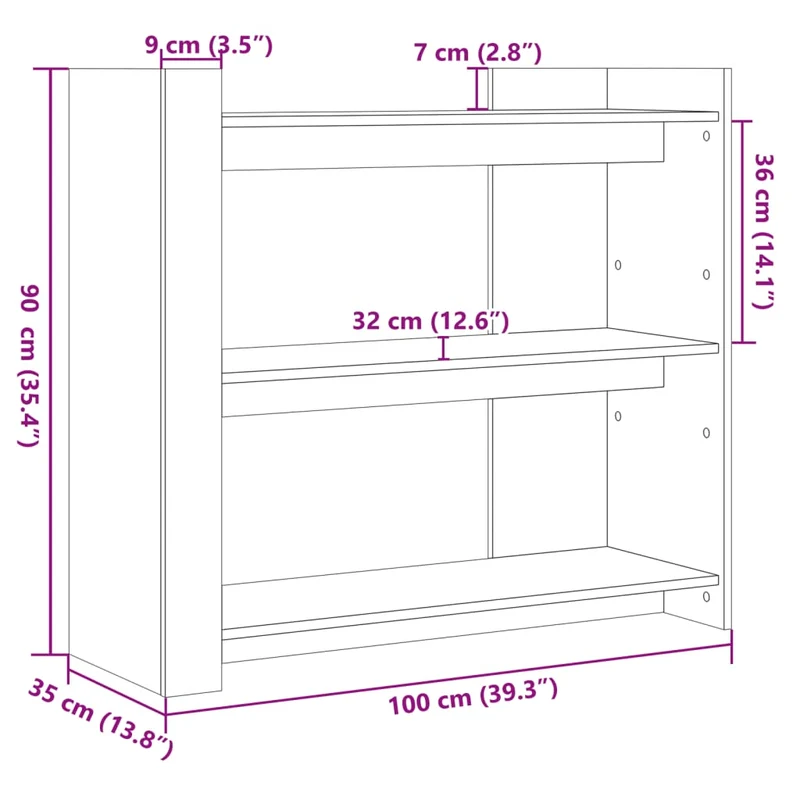 Meuble console d'entrée moderne avec étagères 100 x 35 x 90 cm bois d'ingénierie gris DEC032013