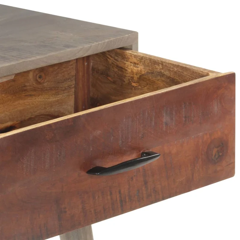 Meuble console d'entrée moderne table d'appoint avec tiroirs 110 x 35 x 75 cm bois de manguier massif gris et marron DEC031994