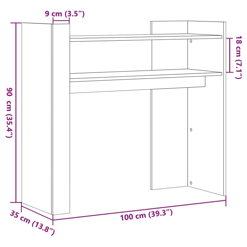 Meuble console d'entrée moderne avec espace de rangement 100 x 35 x 90 cm bois d'ingénierie couleur chêne DEC031917