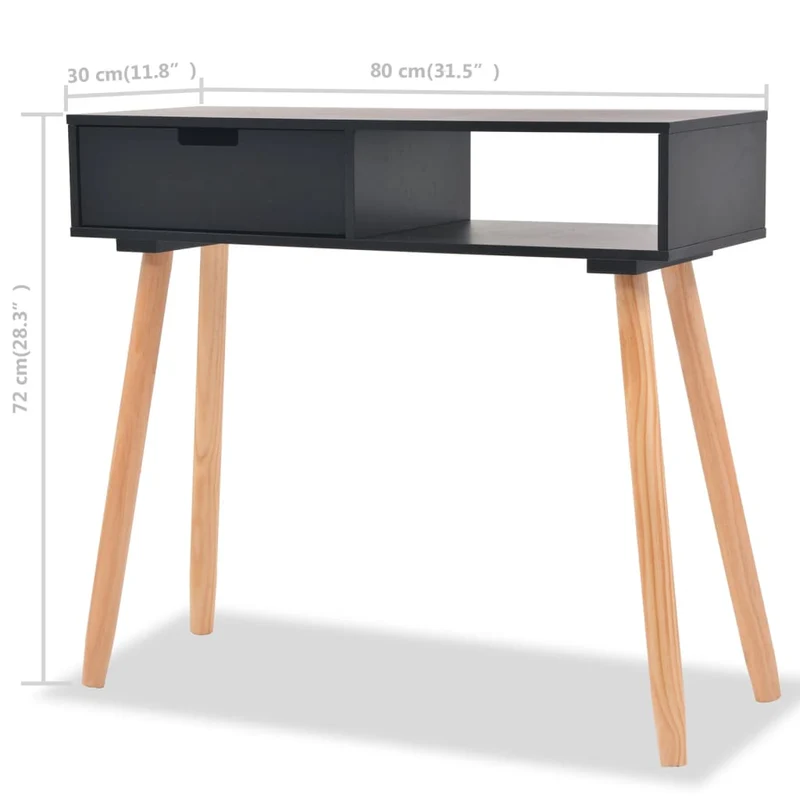 Meuble console d'entrée moderne avec tiroir 80 x 30 x 72 cm MDF noir DEC031738