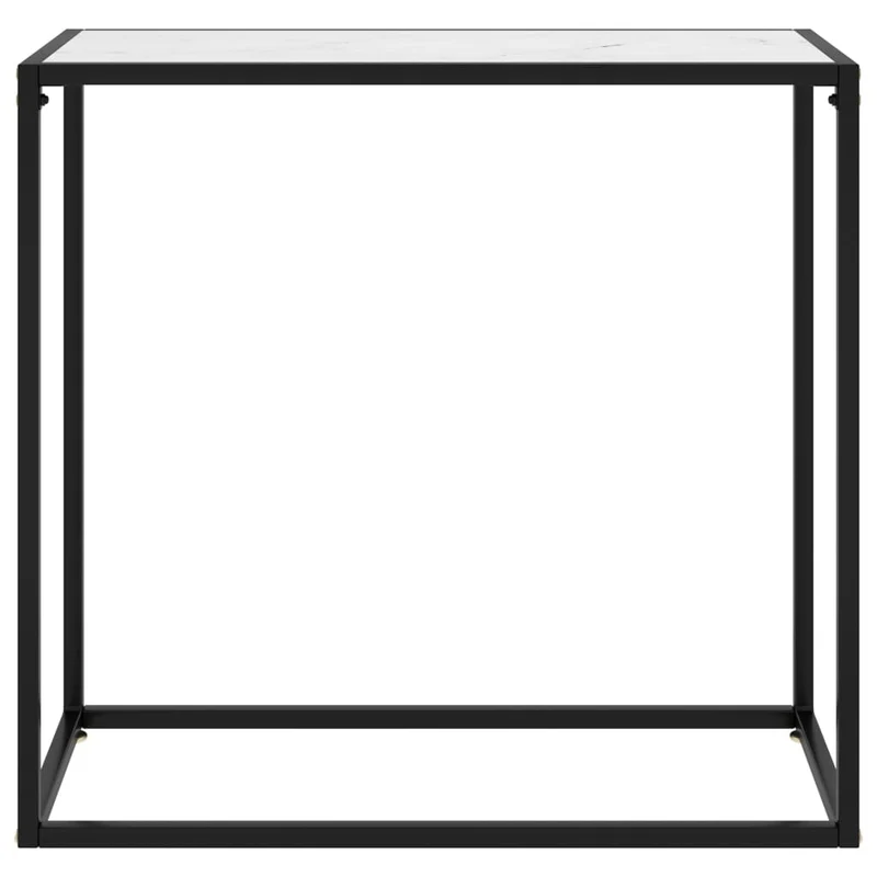 Meuble console d'entrée moderne 80 x 35 x 75 cm verre trempé aspect blanc et acier DEC031717