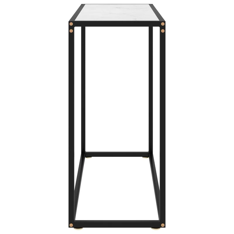 Meuble console d'entrée moderne 80 x 35 x 75 cm verre trempé aspect blanc et acier DEC031717