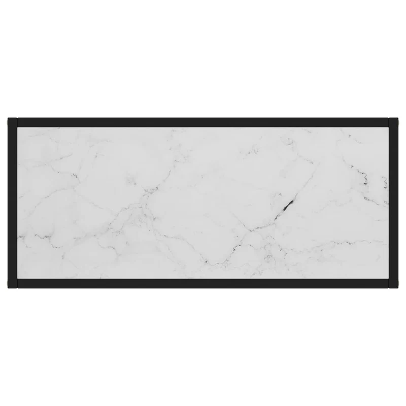 Meuble console d'entrée moderne 80 x 35 x 75 cm verre trempé aspect blanc et acier DEC031717