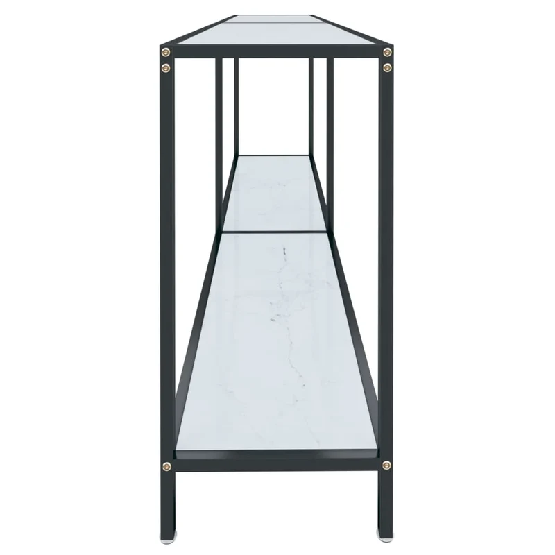 Meuble console d'entrée moderne table d'appoint 180 x 35 x 75,5 cm verre trempé aspect marbre blanc et acier DEC031704
